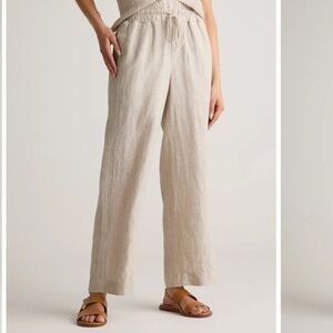 QUINCE 100% EUROPEAN WIDE LEG LINEN PANTS in Driftwood